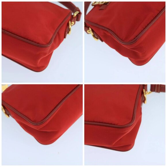 PRADA Hand Bag Nylon Red Gold Auth - Picture 16 of 16